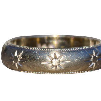 SOLD - The Los Osos:  Antique White Gold Hand Engraved Band with Milgrain