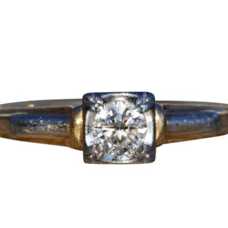 The Acorn:  Antique Solitaire Engagement Ring in White and Yellow Gold