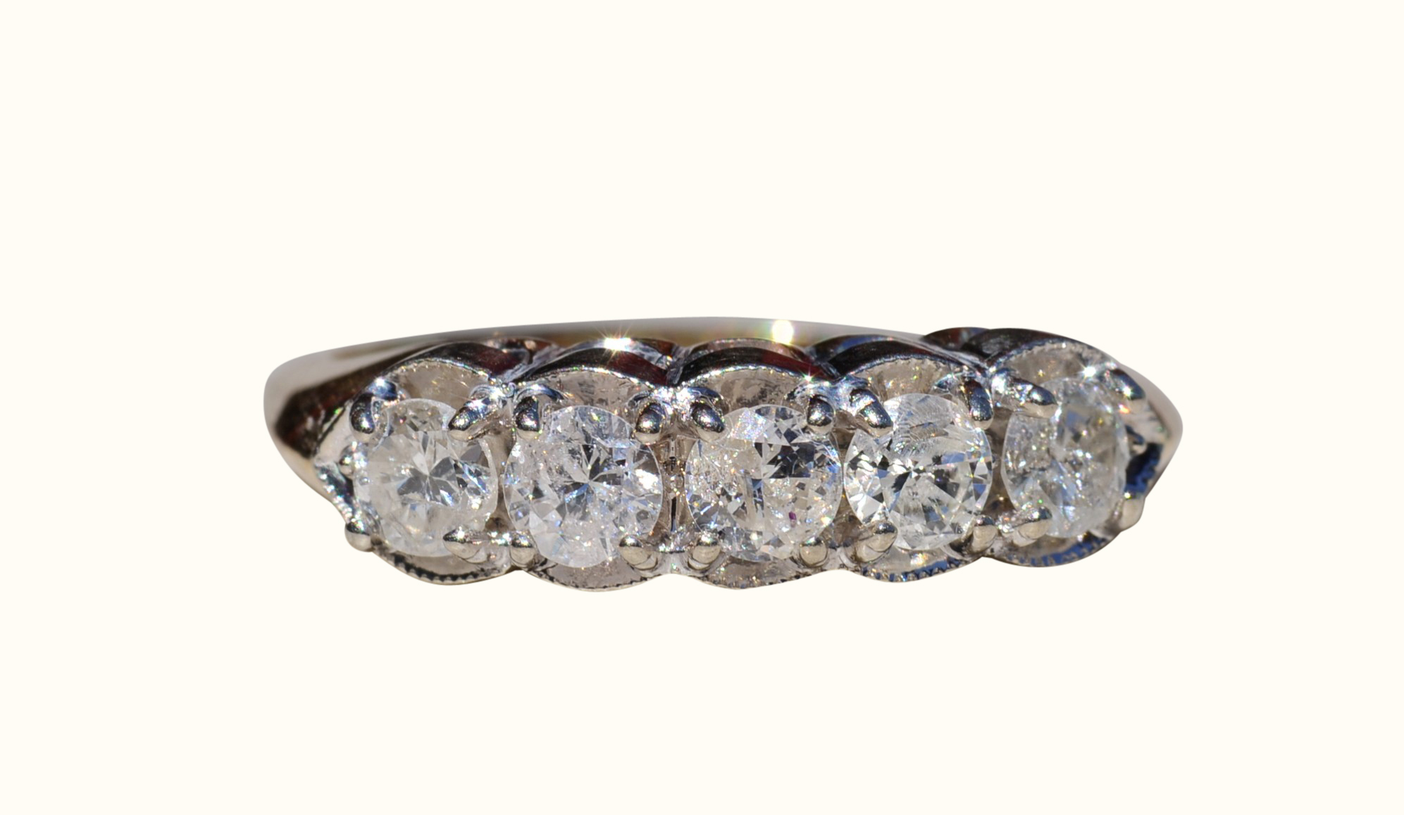 The Belmopan: Vintage 14K Two Tone 1CTW Diamond Band