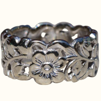 SOLD - The Dangriga: Ladies Antique 14K Wide Floral Eternity Band