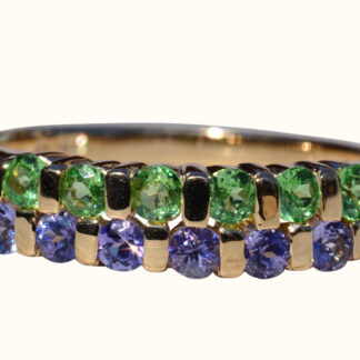 SOLD - The Remedios:  Ladies 14K Gold Tsavorite and Tanzanite Band