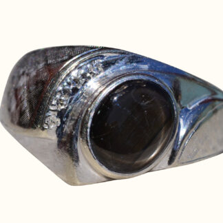 The Cascorro:  Gentlemen's 14K Black Star Sapphire and Diamond Ring