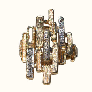 SOLD - The Calixto:  Ladies 14K Textured Free Form Brutalist Ring with Diamonds