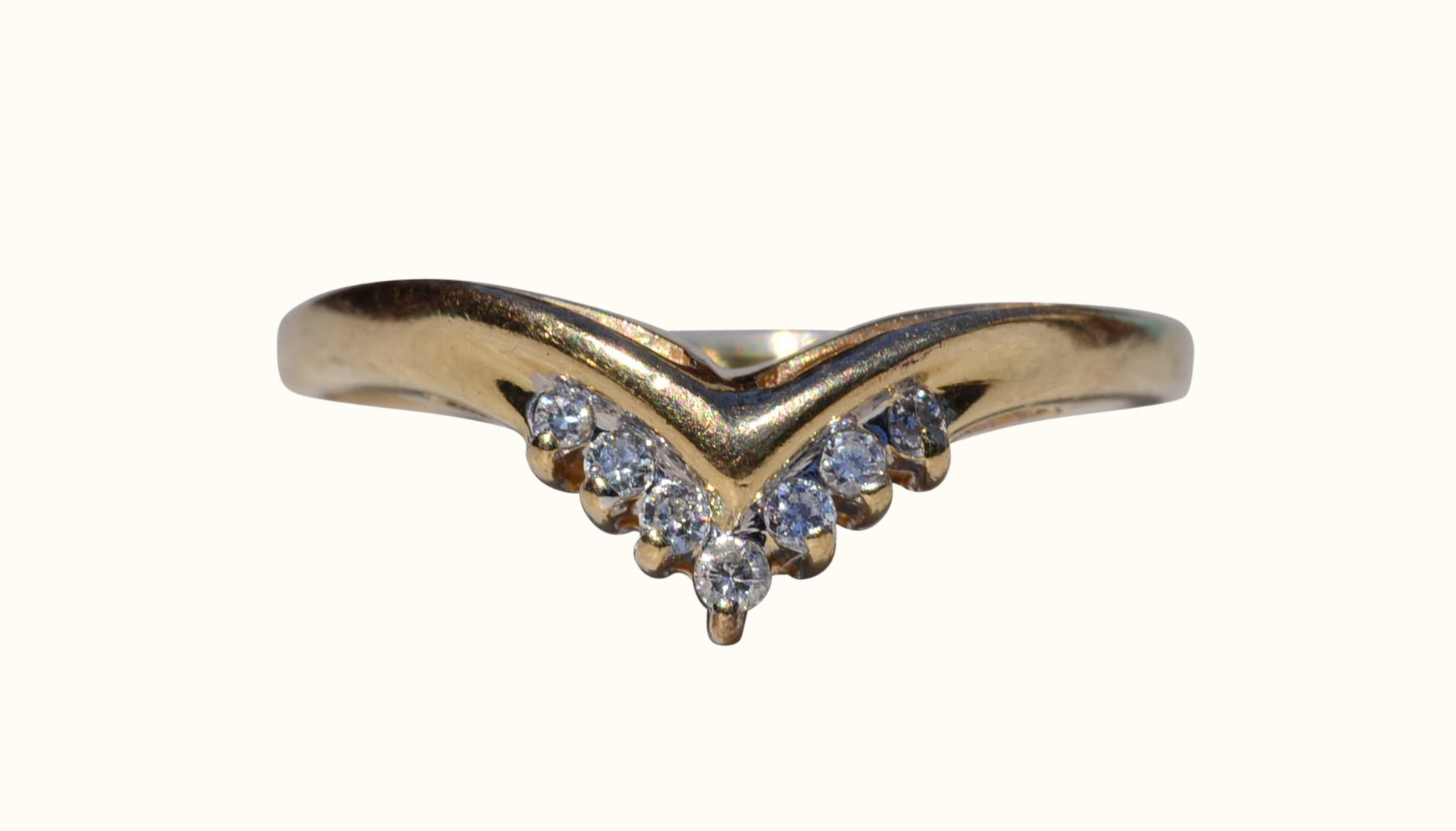 SOLD - The Gibara: Ladies 14K Diamond Chevron Style Band