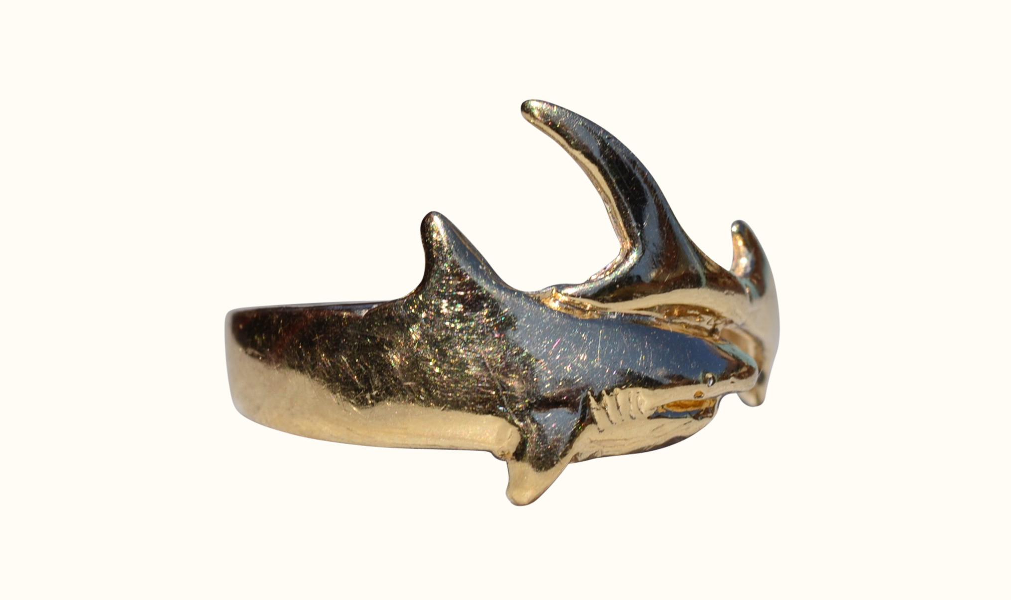 SOLD - The Nispero: Ladies 14K Gold Shark Ring