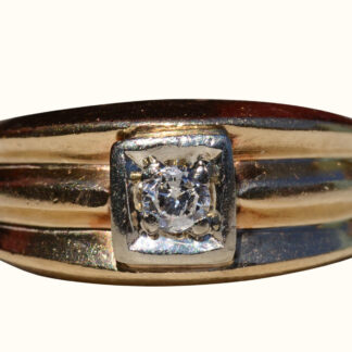The Holguin: Gentlemen's 14K Gold Cocktail Ring set with Diamonds