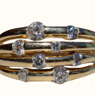 SOLD - The Corail: Ladies 14K Multi Band Ring set with Diamonds