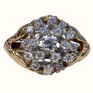 SOLD: The Hardinsburg:  Ladies 14K Two Tone Diamond Cluster Ring with Fitted Jacket