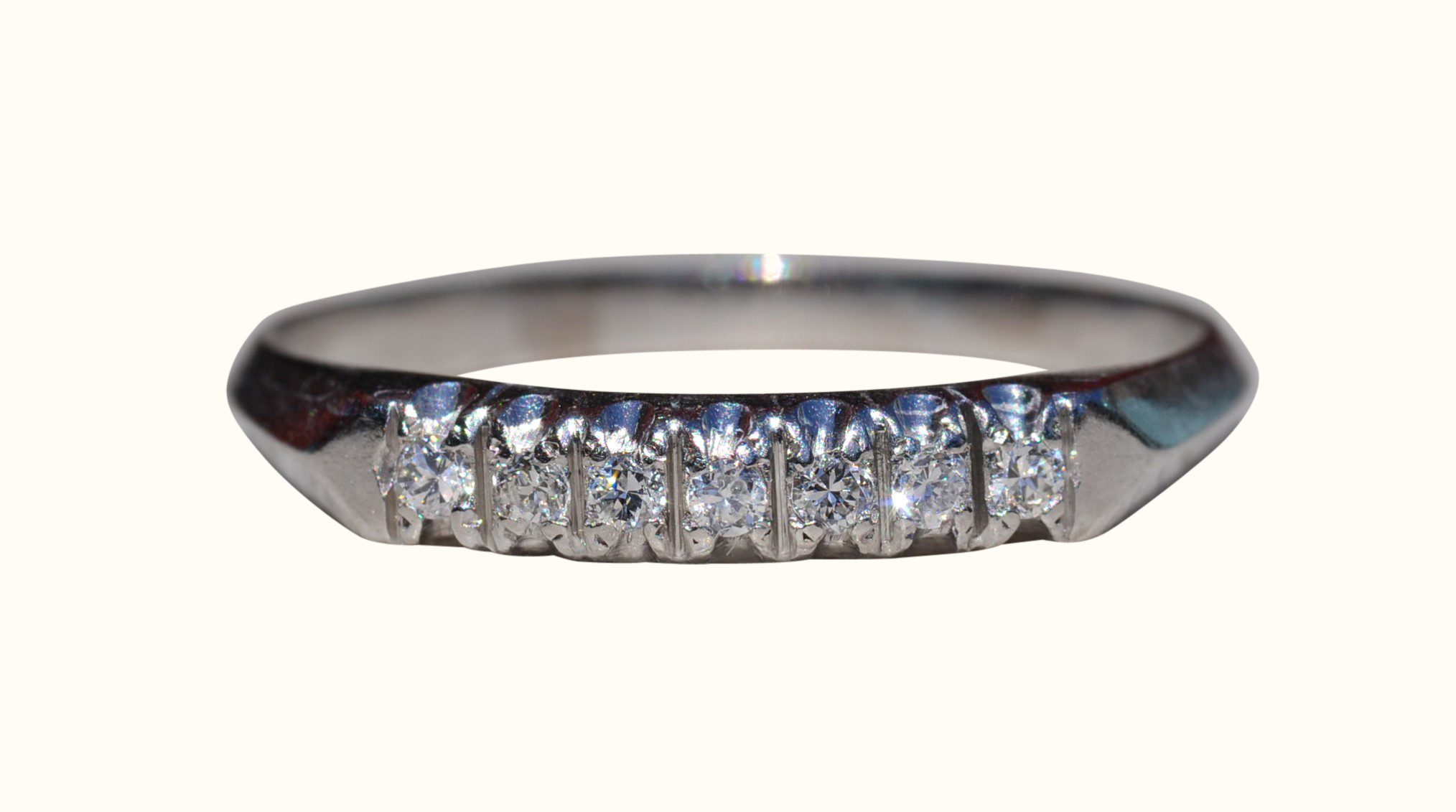 SOLD - The Wyandotte: Ladies Platinum and Diamond Wedding Band