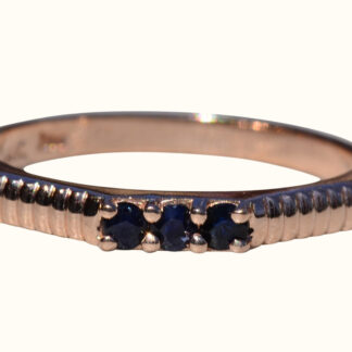 The Rosslyn:  Ladies Mid Century 14K Rose Gold Band set with Sapphires
