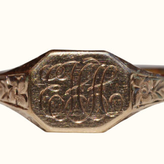 The Sherburne:  Ladies Vintage Yellow Gold Engraved Band