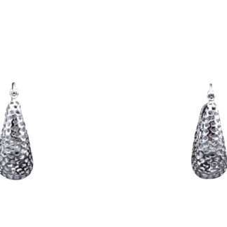The Arbelas:  Ladies 14K White Gold Diamond Cut Hollow Hoops