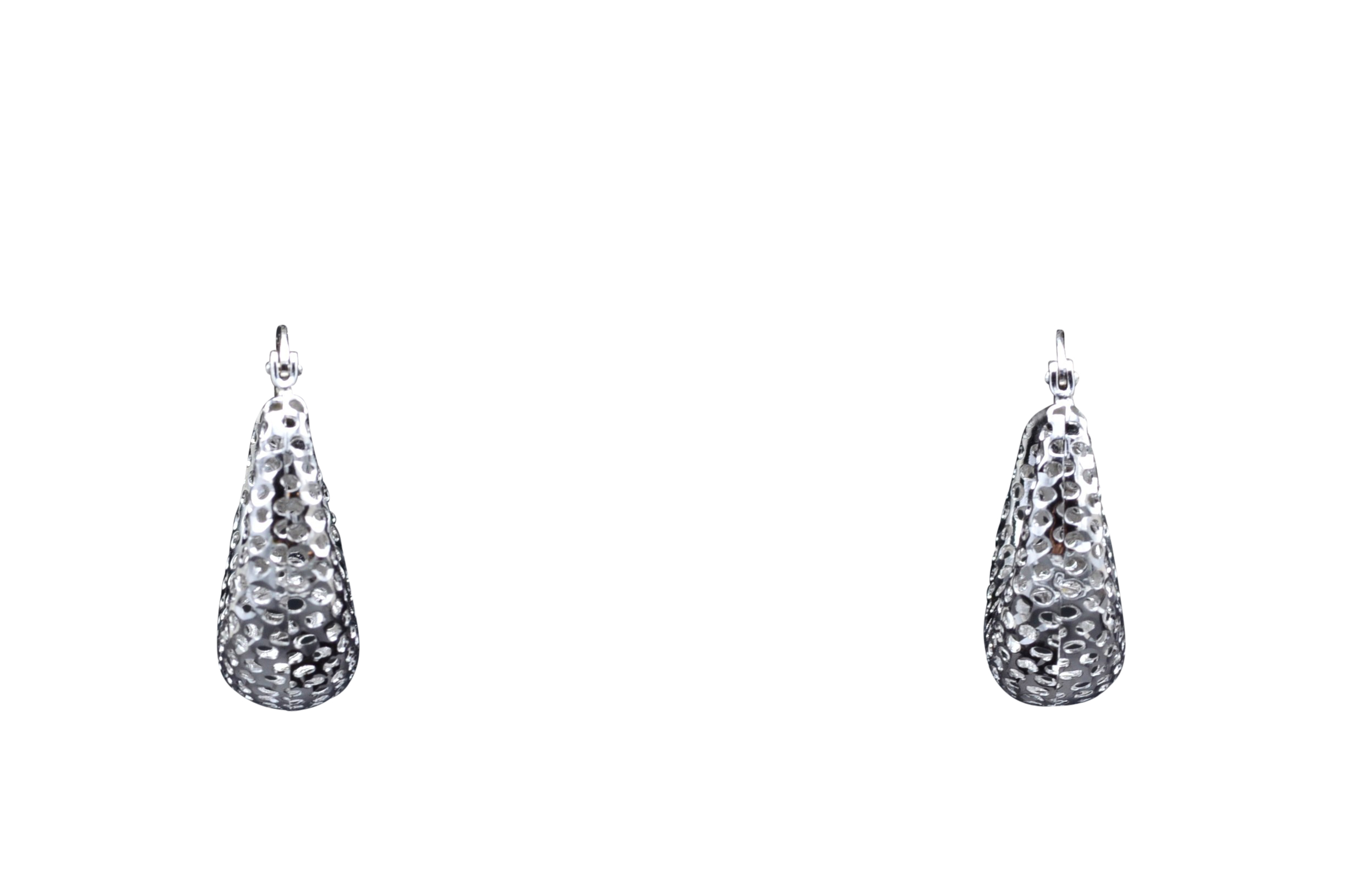The Arbelas: Ladies 14K White Gold Diamond Cut Hollow Hoops