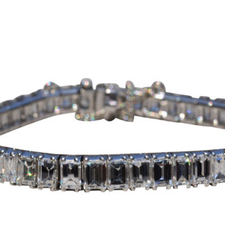 SOLD - The Magnificent: Antique Platinum Tennis Bracelet with Emerald Cut Diamonds