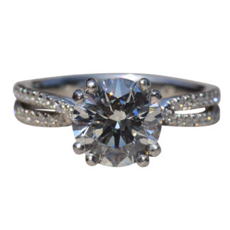 SOLD - The Cambria:  Platinum Engagement Ring with 2.02 Carat Round Brilliant Center