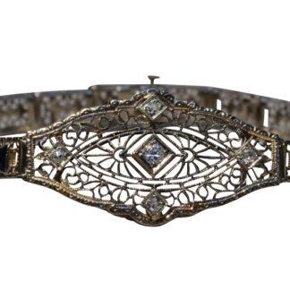 SOLD - The Bencia:  Antique Filigree Bracelet with Diamond and Sapphires