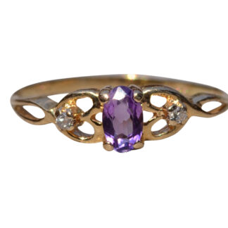 SOLD - The Purple Swan: Amethyst and Diamond Cocktail Ring
