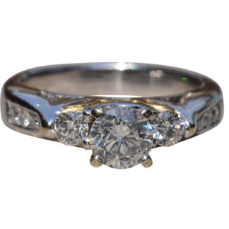 The Boulder Creek:  White Gold Engagement Ring with Round Brilliant Cut Center Diamond