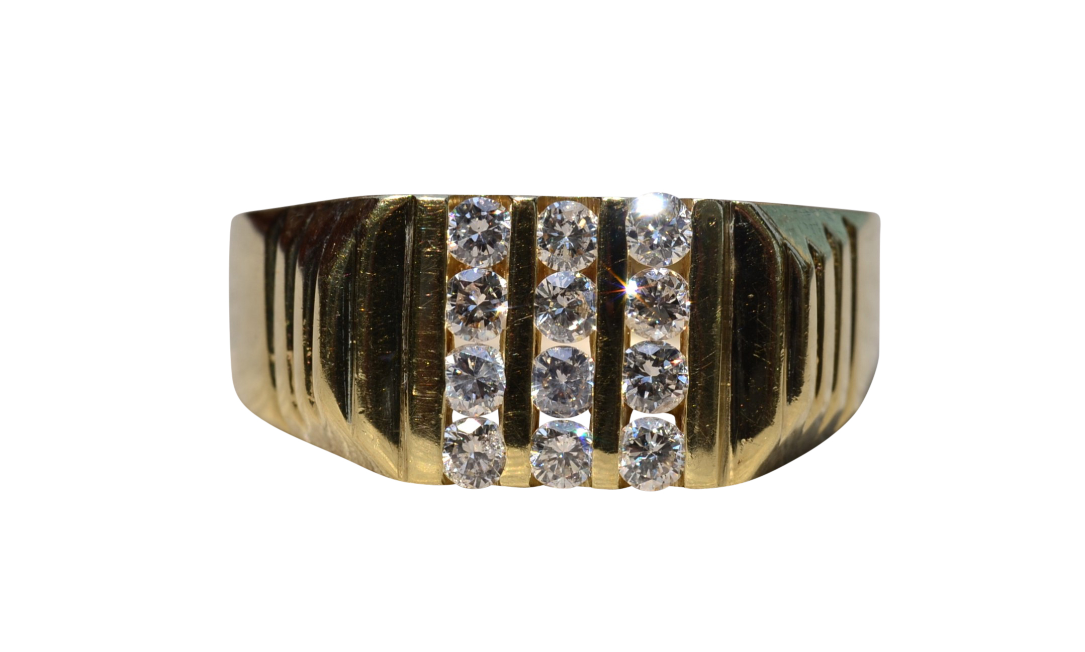 The Bair Island: Gentleman's Diamond Cocktail Ring in Yellow Gold