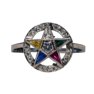 SOLD - The Eastern:  Ladies Antique Eastern Star Ring with Diamonds