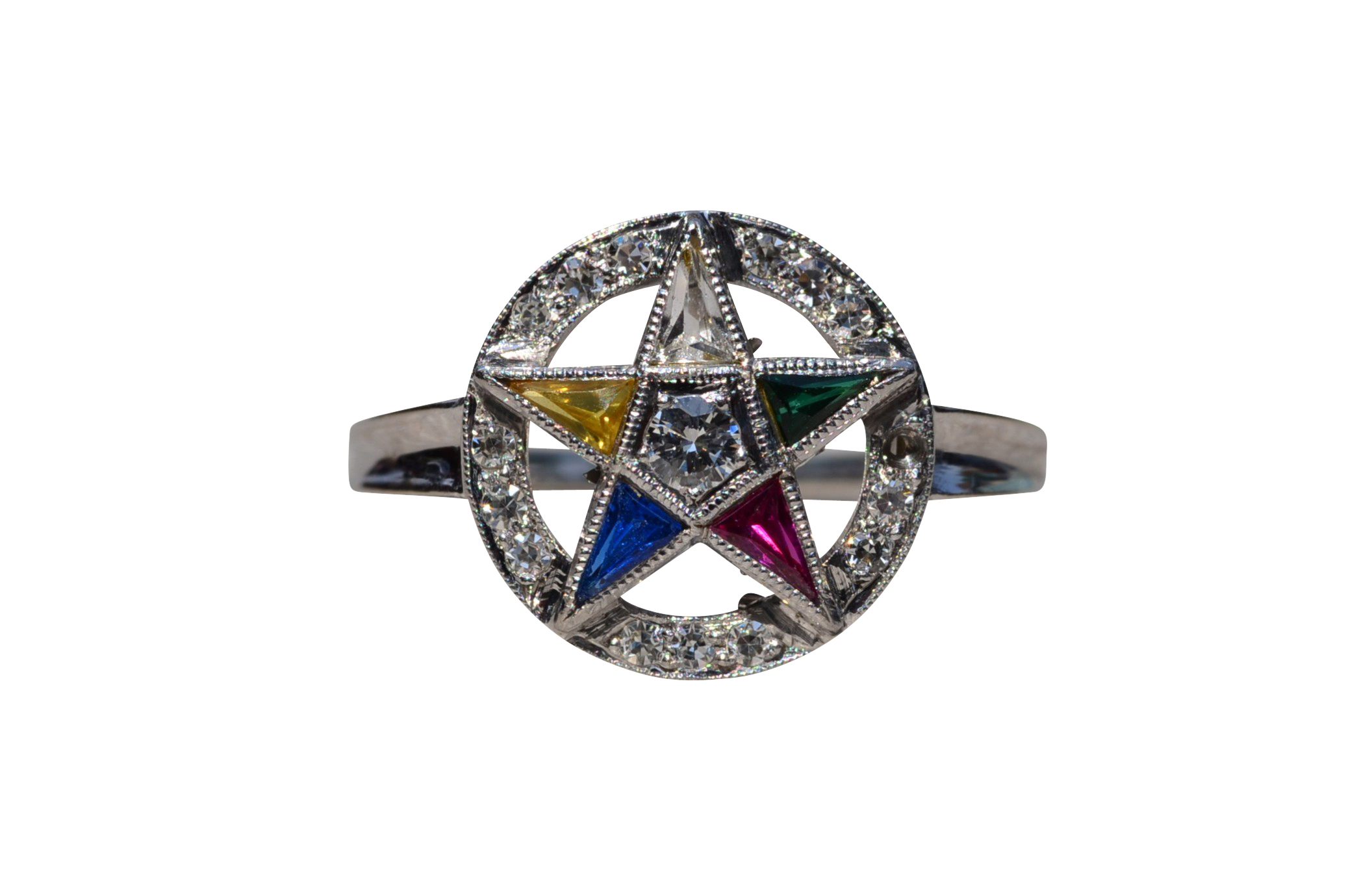 SOLD - The Eastern: Ladies Antique Eastern Star Ring with Diamonds