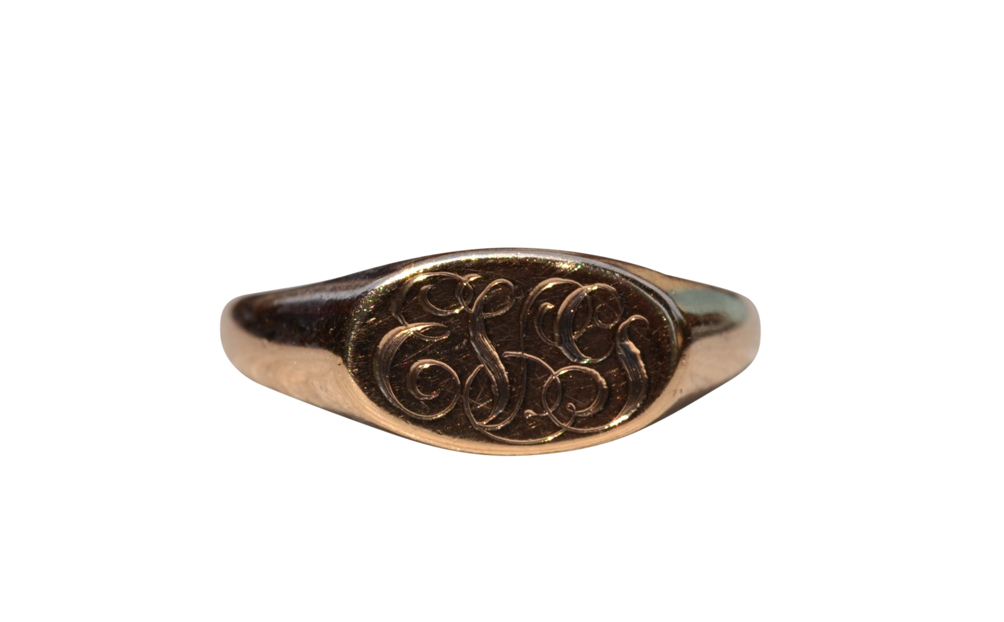 SOLD: The Daly City: Antique Rose Gold Hand Engraved Signet Ring
