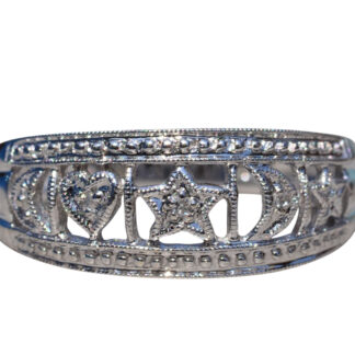 SOLD - The Hollow Hills: Moon and Stars White Gold Diamond Cocktail Ring