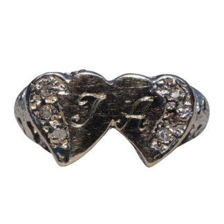 The Hodge:  Antique Handmade Toi Et Moi Lovers Ring in White Gold and Diamonds