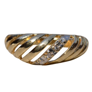 The Henderson:  Yellow Gold Waved Cocktail Ring with Diamonds