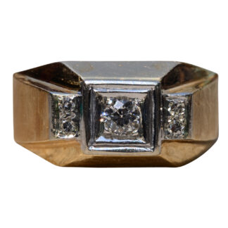 The University District: Mid Century Modern Gentleman's Cocktail Ring with Natural Diamonds