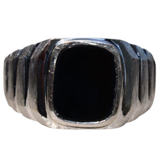 SOLD - The Twin Oaks: Gentleman's White Gold and Onyx Ring