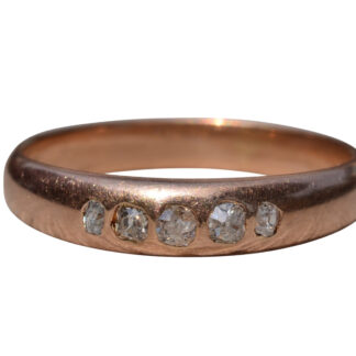 The Lake Las Vegas:  Antique Rose Gold Wedding Band with Old Mine Cut Diamonds