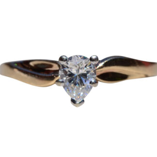 SOLD - The Bears Best:  Vintage Yellow Gold Engagement Ring or Promise Ring with Pear Shaped Natural Diamond