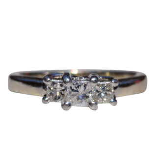 The Magic:  Signed Engagement Ring or Promise Ring with Natural Princess Cut Diamonds