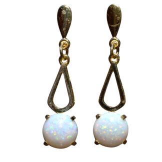 SOLD: The Armstrong: Natural Australian Opal Dangler Earrings in Yellow Gold
