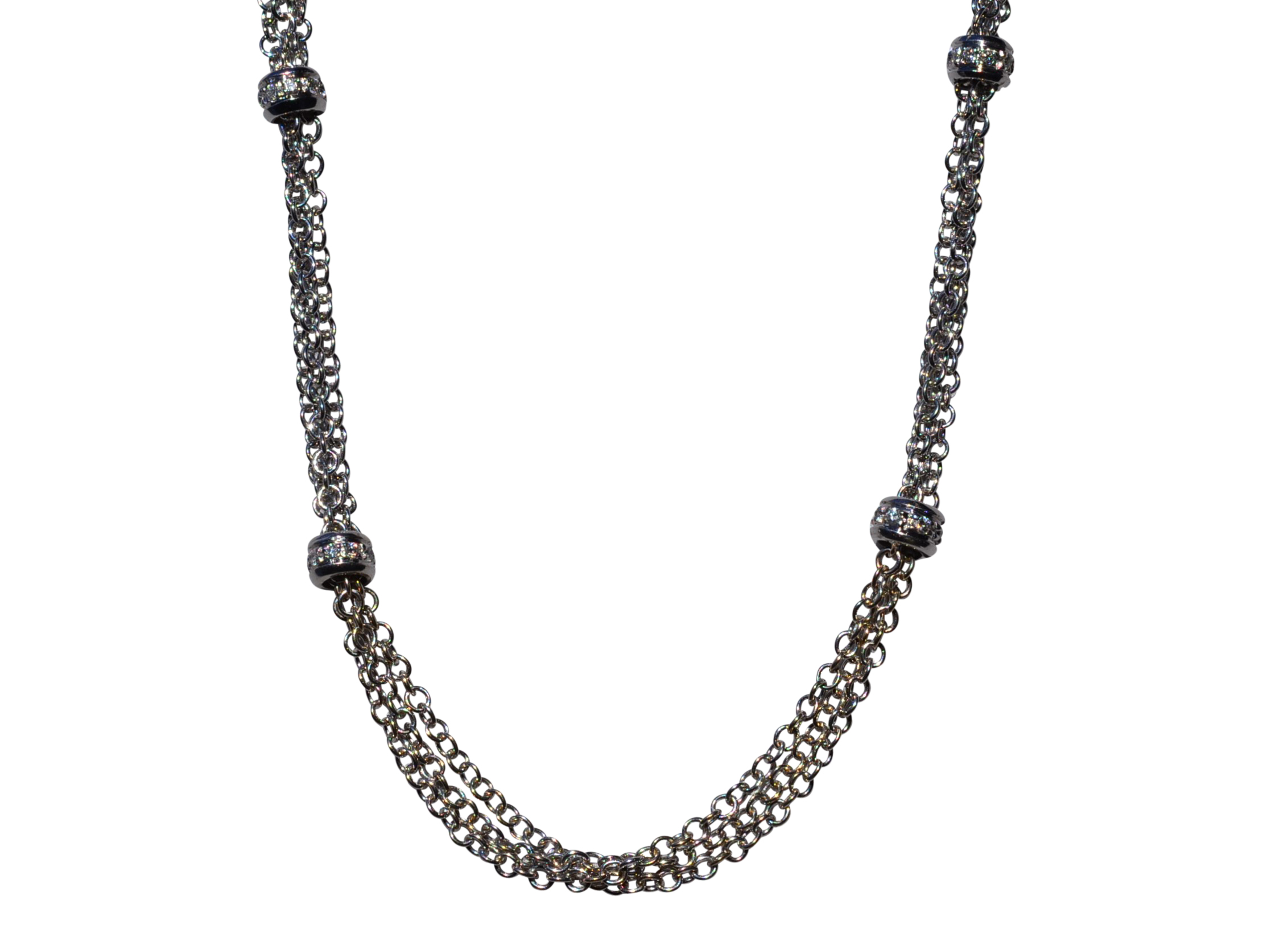 The Adela: Multi-Strand Diamond Station Chain in White Gold