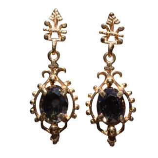 The Orwood: Yellow Gold Dangler Earrings set with Smokey Quartz