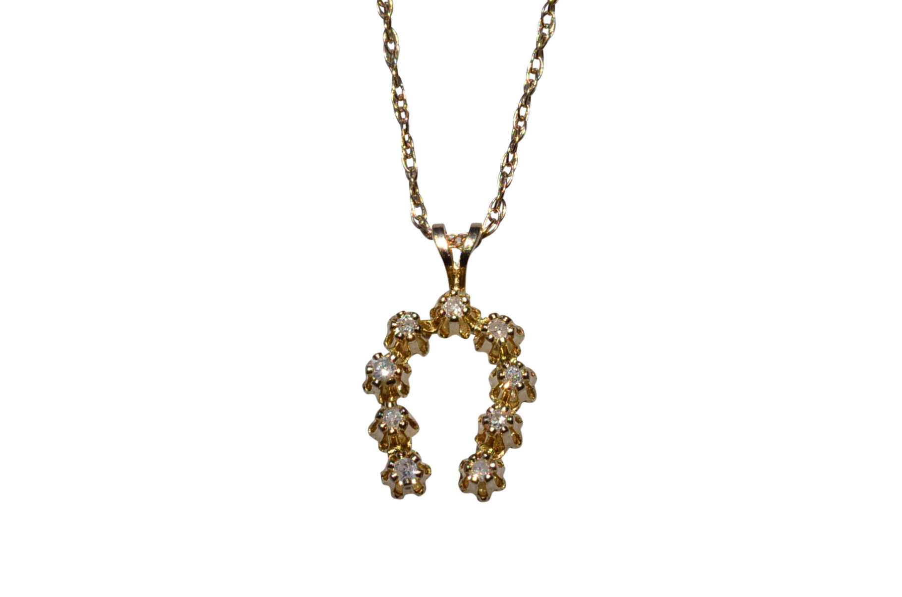 SOLD - The Pinole: Yellow Gold and Diamond Horseshoe Necklace
