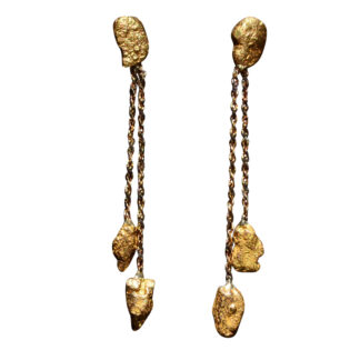 SOLD - The 49er: Antique Yellow Gold Placer Nugget Dangler Earrings