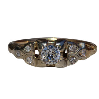 The Allandale: Antique Two Tone Engagement or Promise Ring with Diamonds