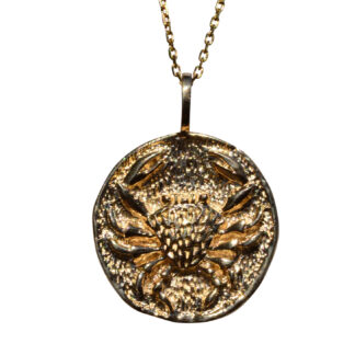 The Cancer:  Vintage Cancer Zodiac Crab Pendant in Yellow Gold
