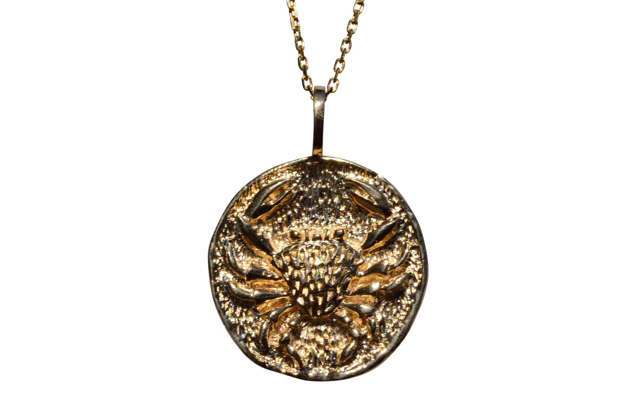 The Cancer: Vintage Cancer Zodiac Crab Pendant in Yellow Gold