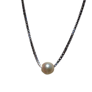 The San Leanna:  White Gold Single Pearl Solitaire Necklace