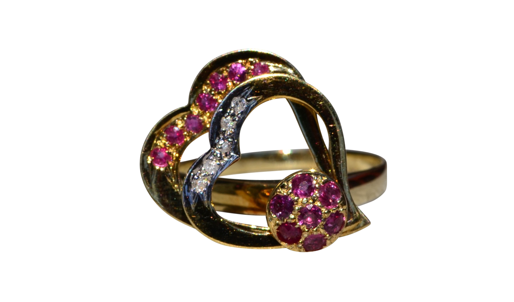 SOLD - The Spin: Yellow Gold Ruby and Diamond Spinner Ring