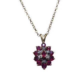 The Adamsville:  Ruby and Diamond Necklace in Yellow Gold