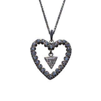 The Rollingwood: Jabel Signed Vintage Diamond Heart Pendant with Trilliant Diamond