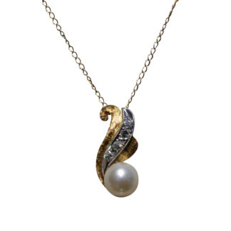 The Mueller:  Vintage Pearl and Diamond Pendant