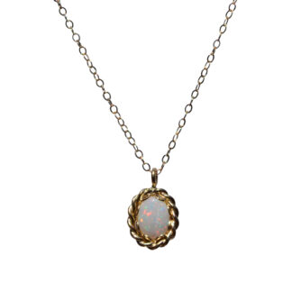 SOLD - The San Tan Valley:  Natural Australian Opal in Yellow Gold Roped Frame