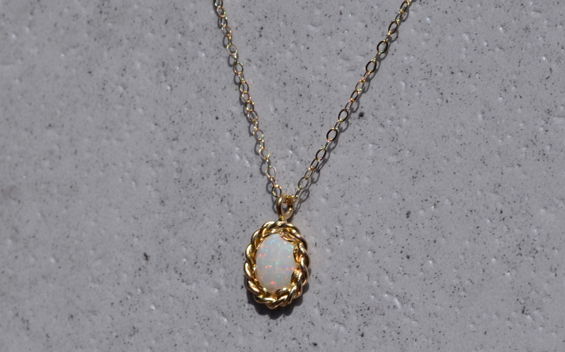 SOLD - The San Tan Valley: Natural Australian Opal in Yellow Gold Roped Frame - Image 2