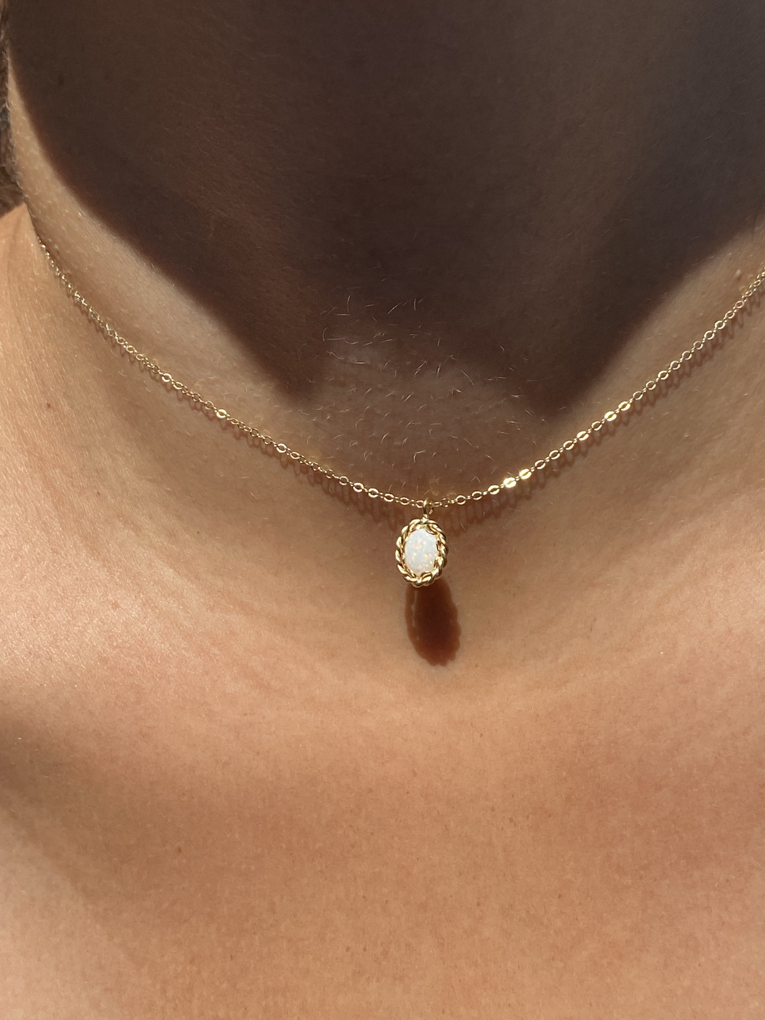 SOLD - The San Tan Valley: Natural Australian Opal in Yellow Gold Roped Frame - Image 4
